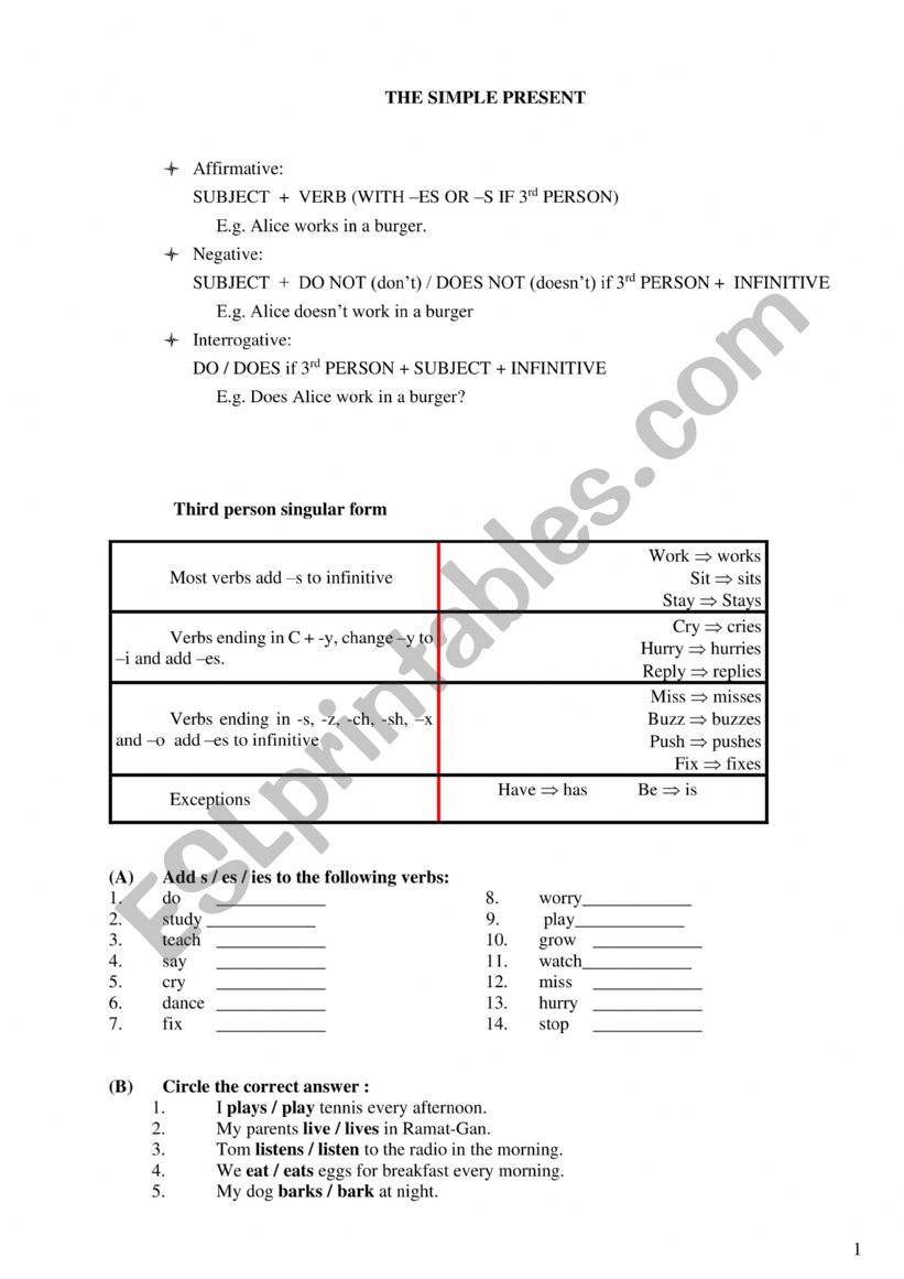 The present simple worksheet