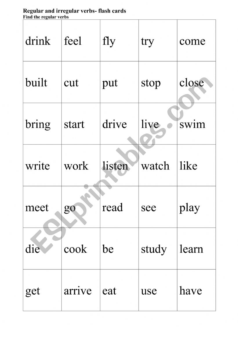 Regular and irregular verbs worksheet