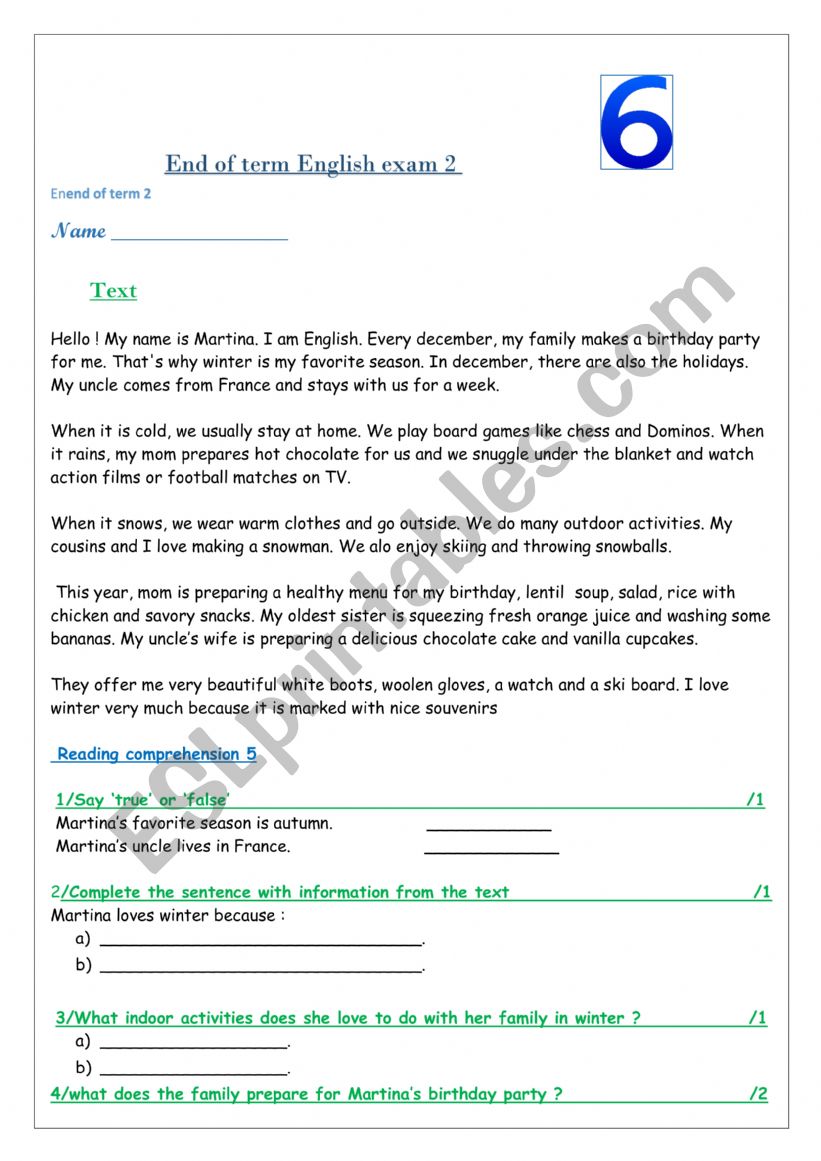 6th form test2 (unit 3,4) seasons/caring 