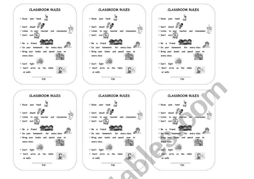 classroom rules worksheet