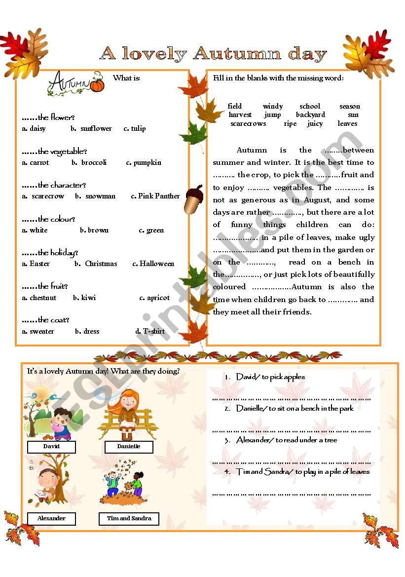 A LOVELY AUTUMN DAY worksheet