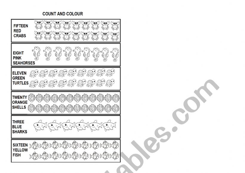 COUNT AND COLOUR worksheet