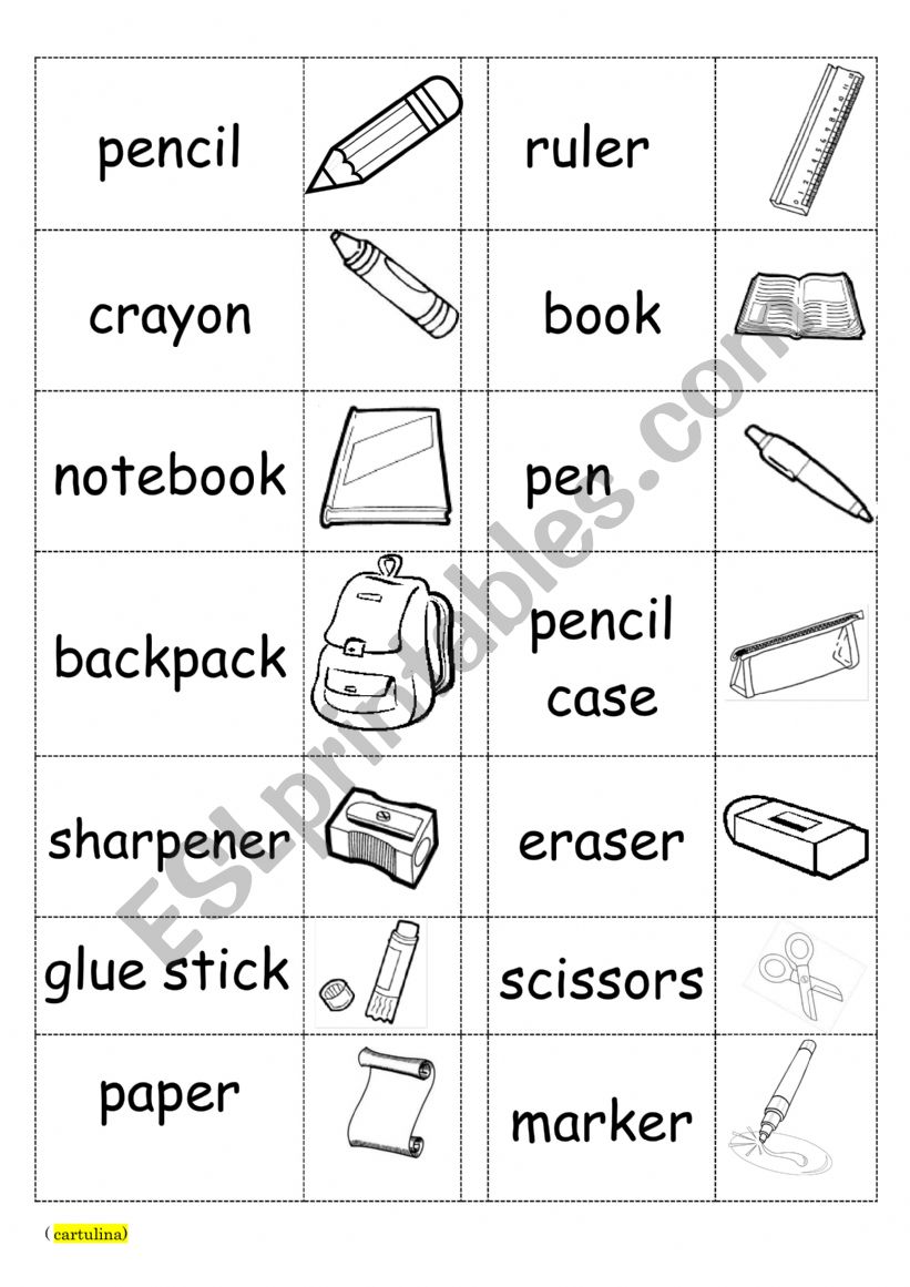 School Objects worksheet