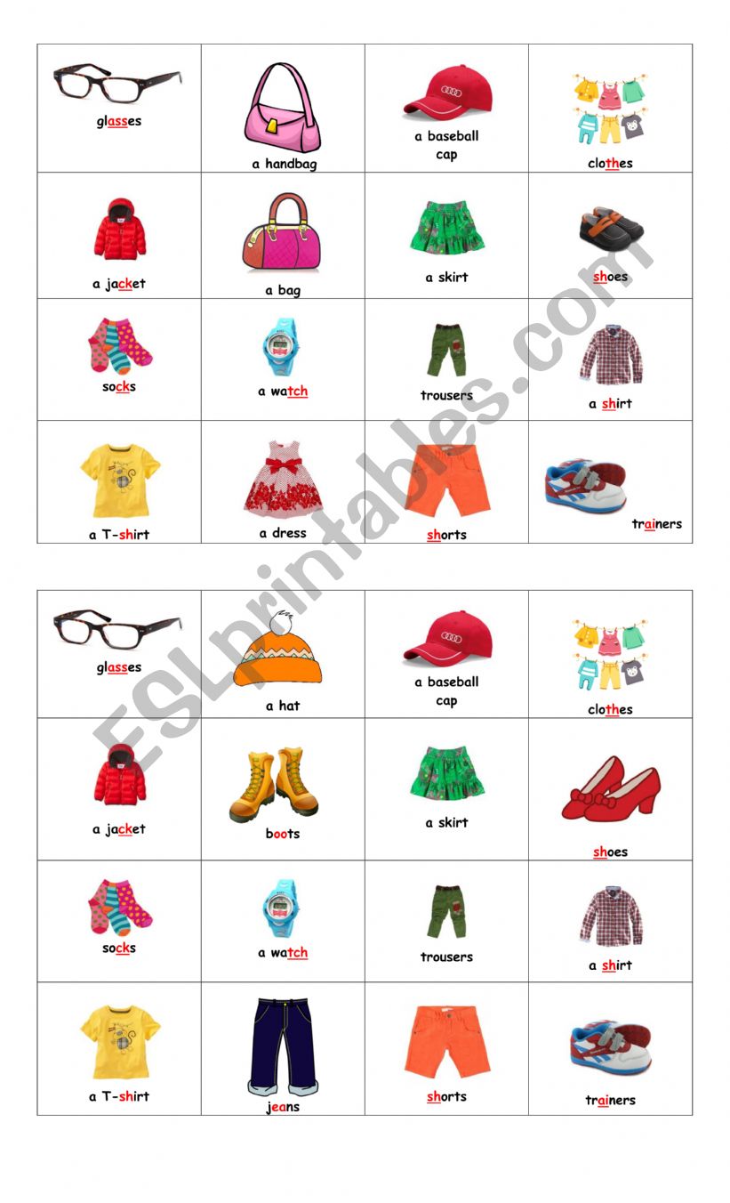 Clothes YLE Starter Cambridge worksheet