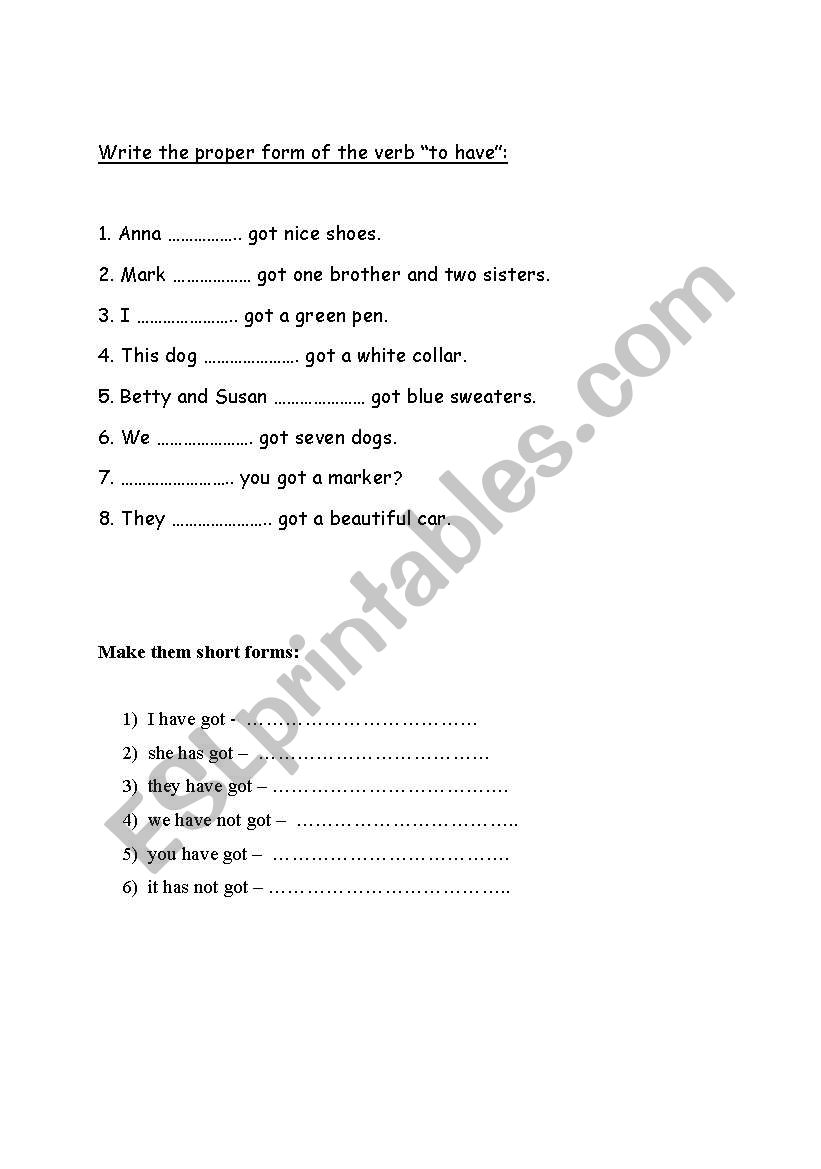 have/has got worksheet