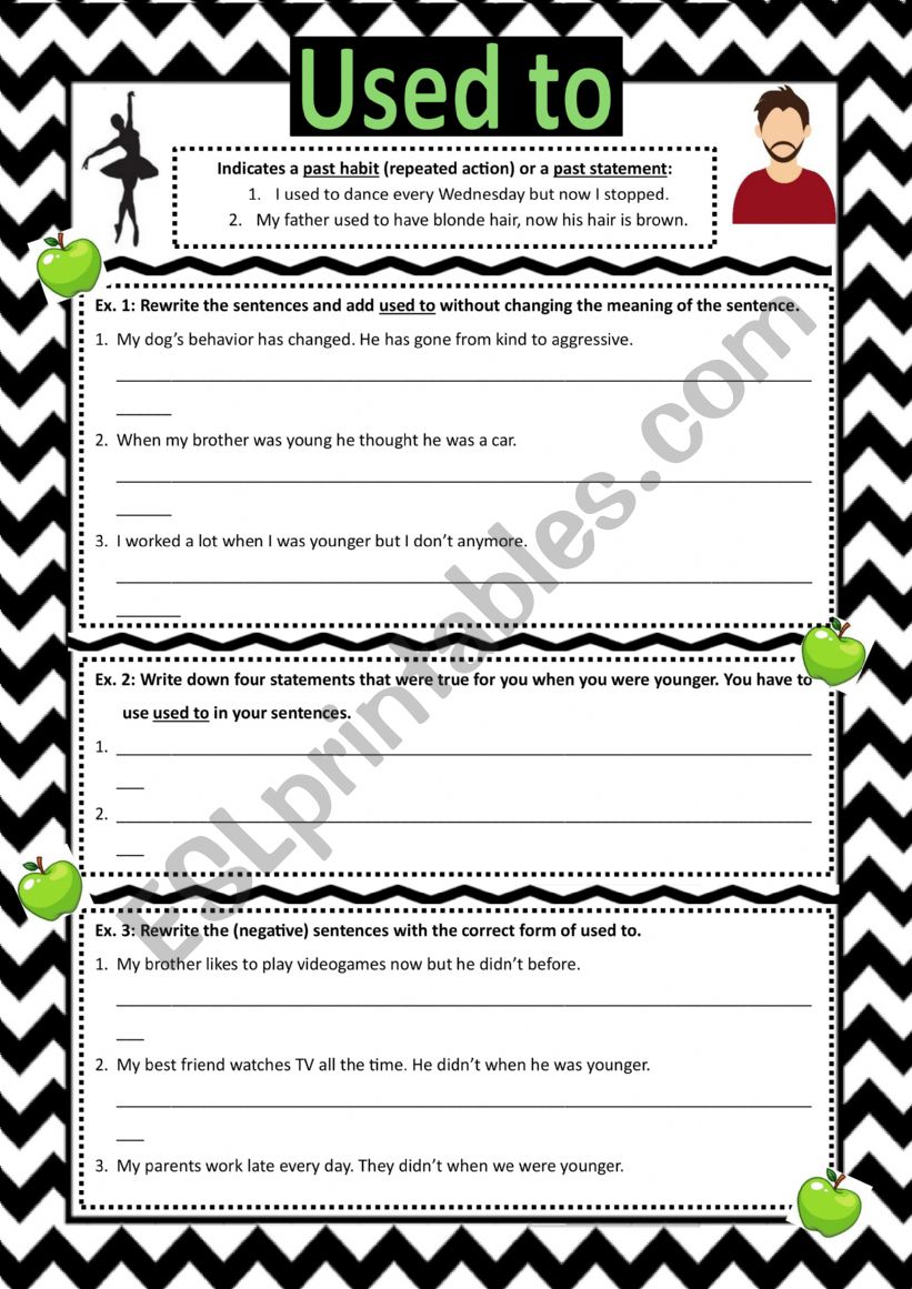 Used to - affirmative negative and interrogative - with key