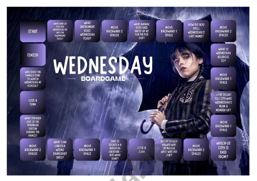 Wednesday Boardgame worksheet