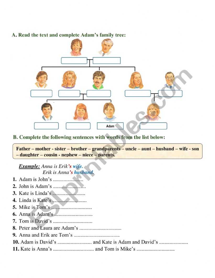 Family members worksheet worksheet