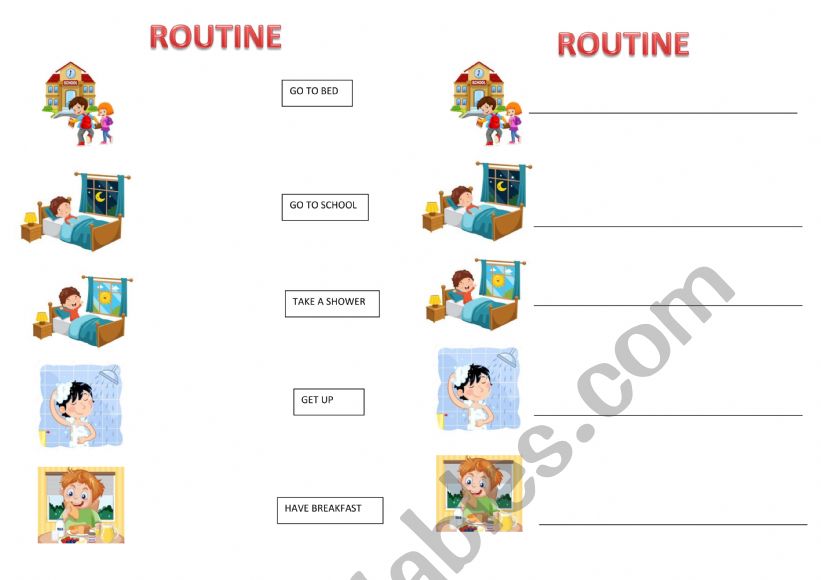 Daily routine worksheet