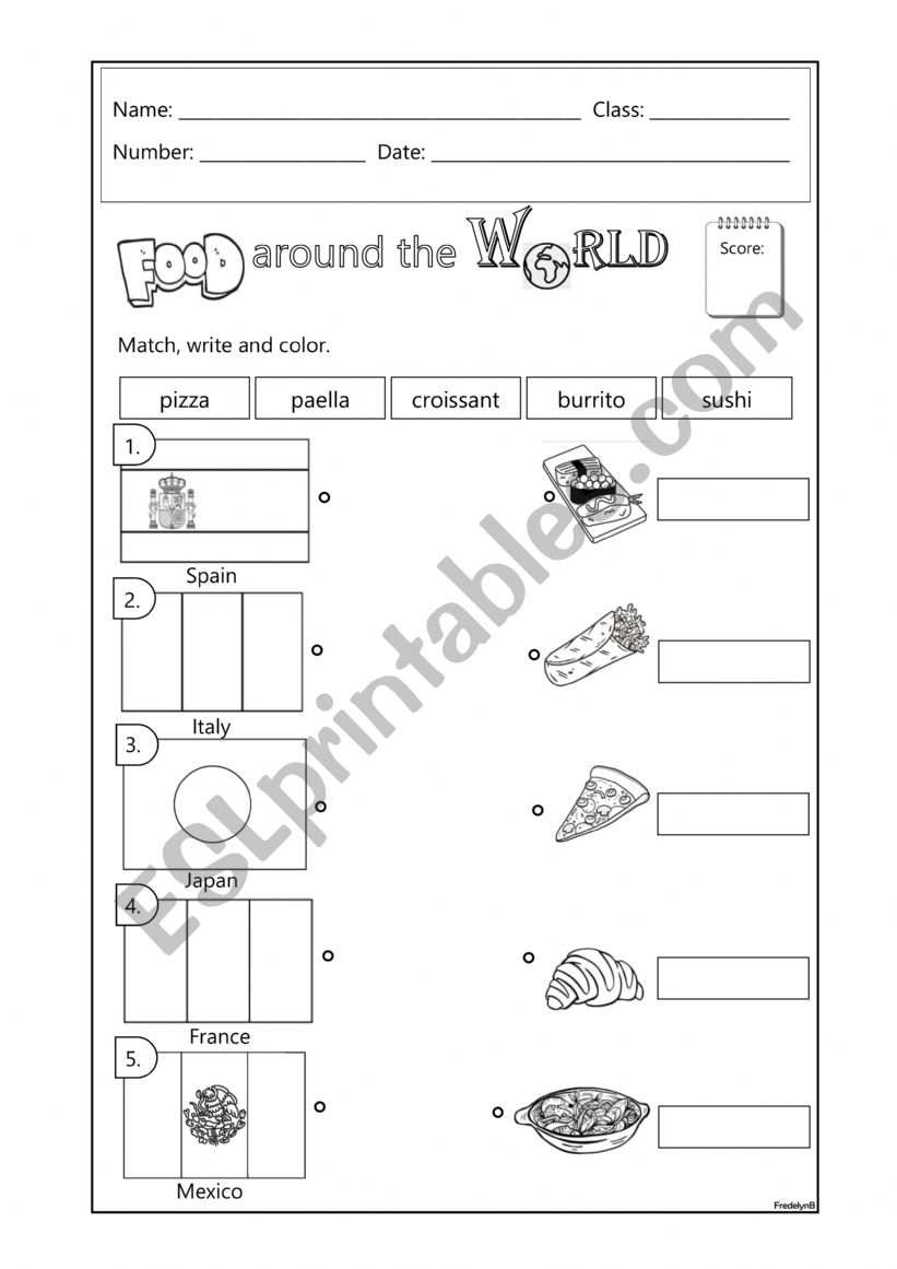 Food Around the World worksheet