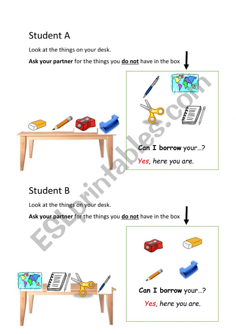 Classroom language and objects speaking