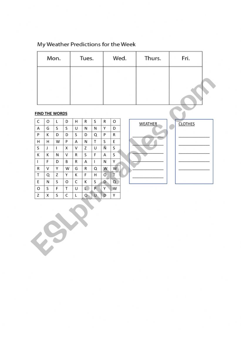 find words worksheet