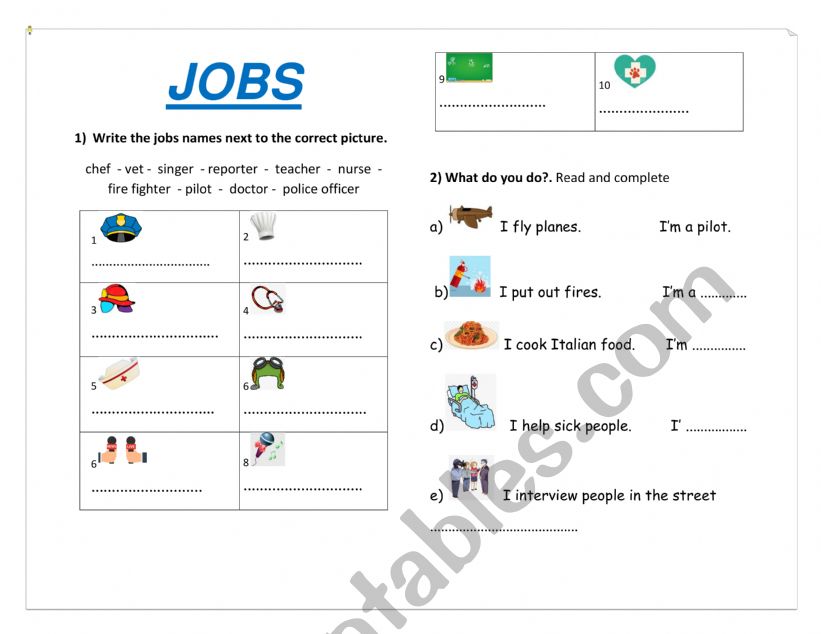 What do you do? worksheet