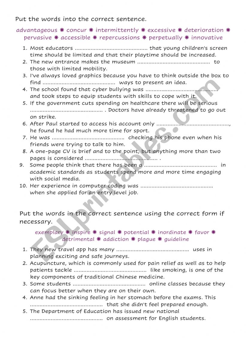 vocabylary c1 worksheet