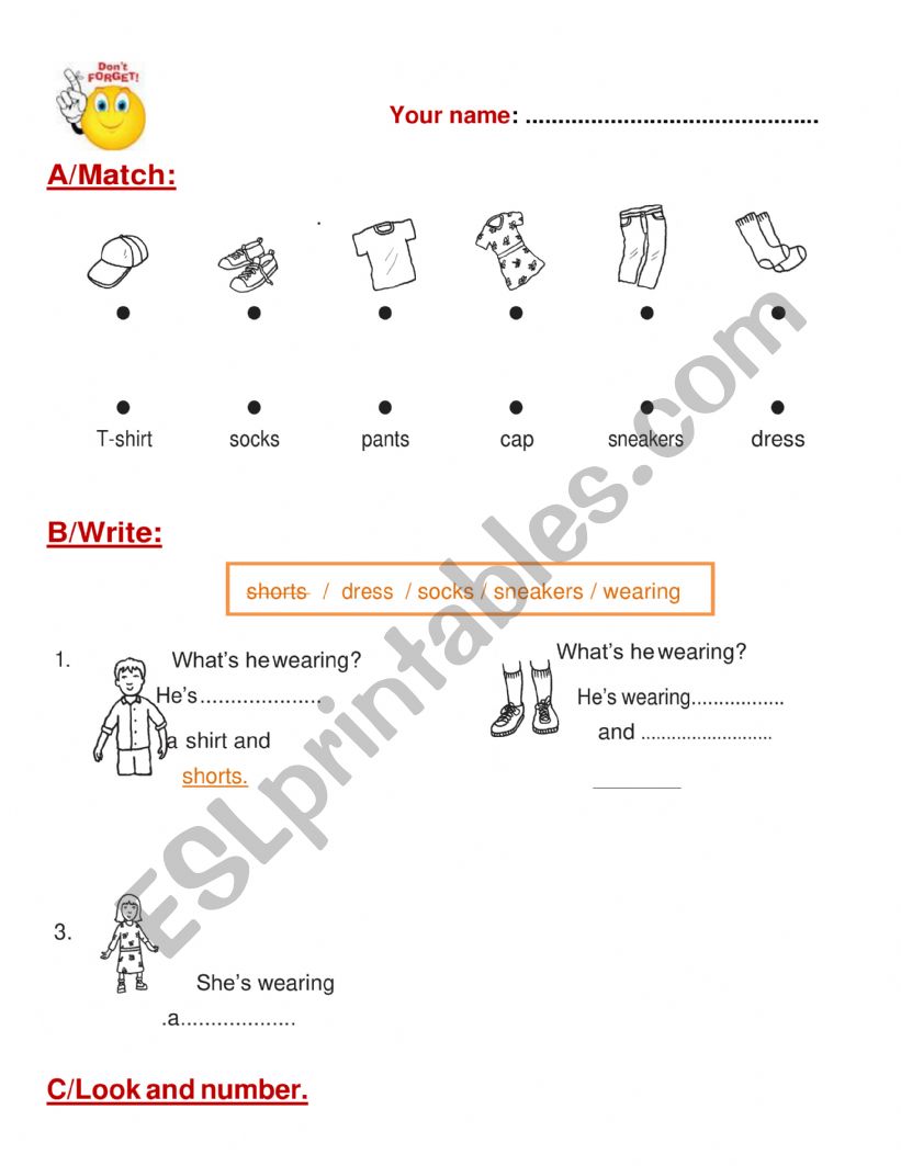 everybody up worksheet