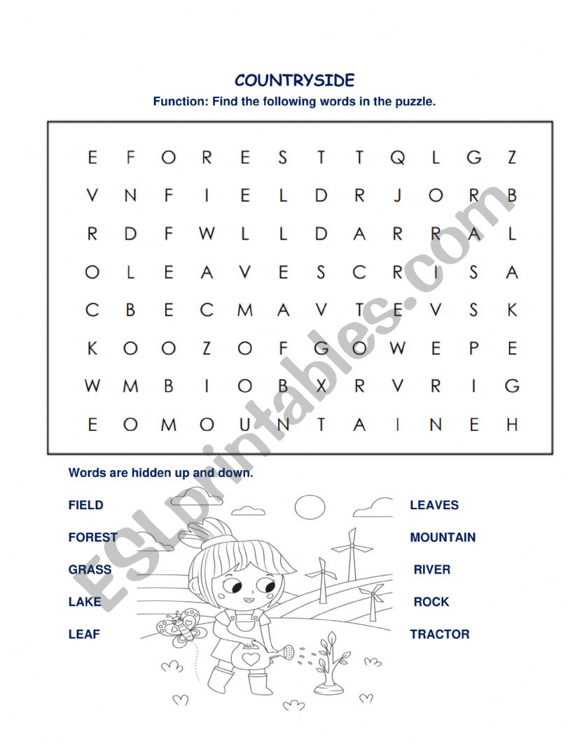 COUNTRYSIDE WORD SEARCH worksheet