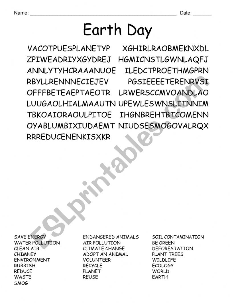 Earth Day worksheet