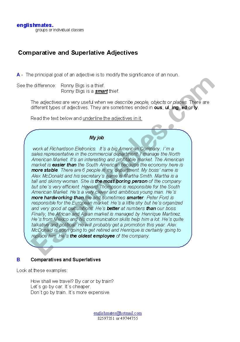 Comparative and Superlative Adjectives