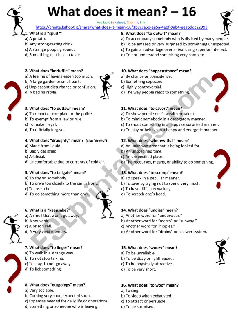 What does it mean? 16 - Quiz worksheet