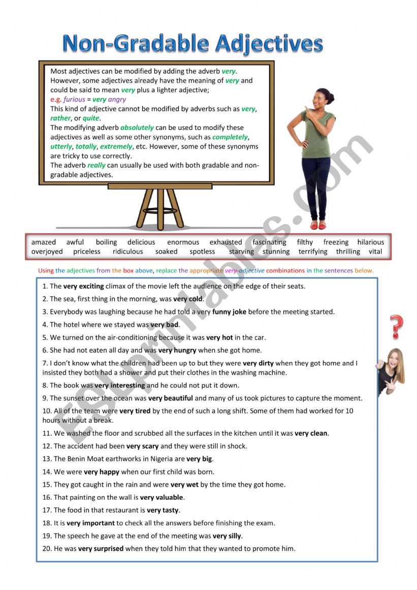 Non-Gradable Adjectives worksheet 1