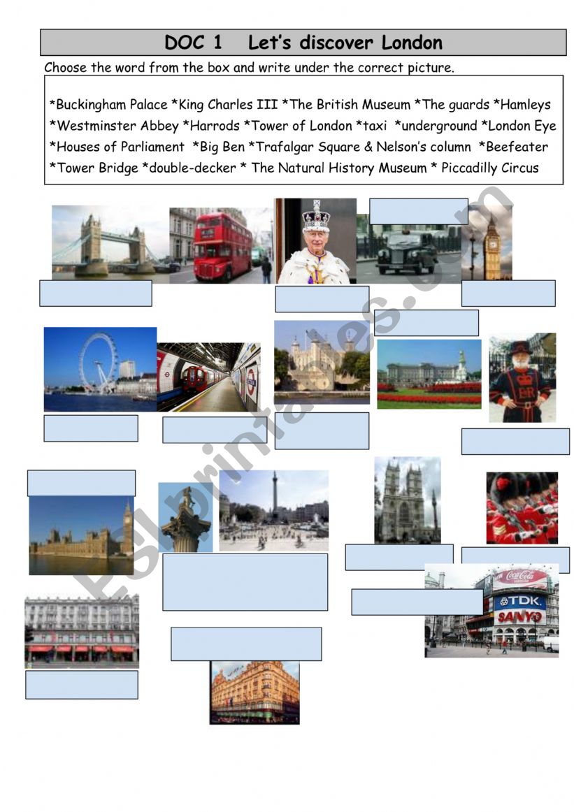 LetÃ¯Â¿Â½s discover London worksheet