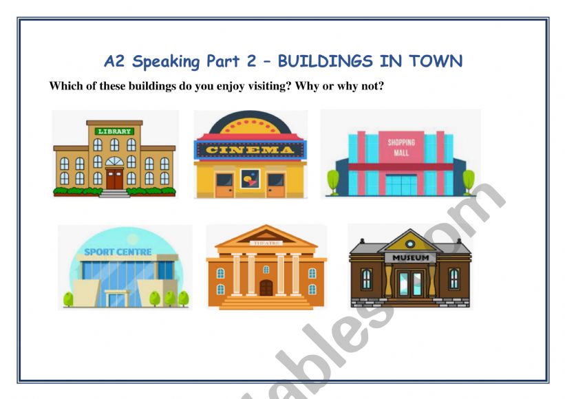 A2 KEY Cambridge Speaking Exam Part 2 and 3 - BUILDINGS IN TOWN