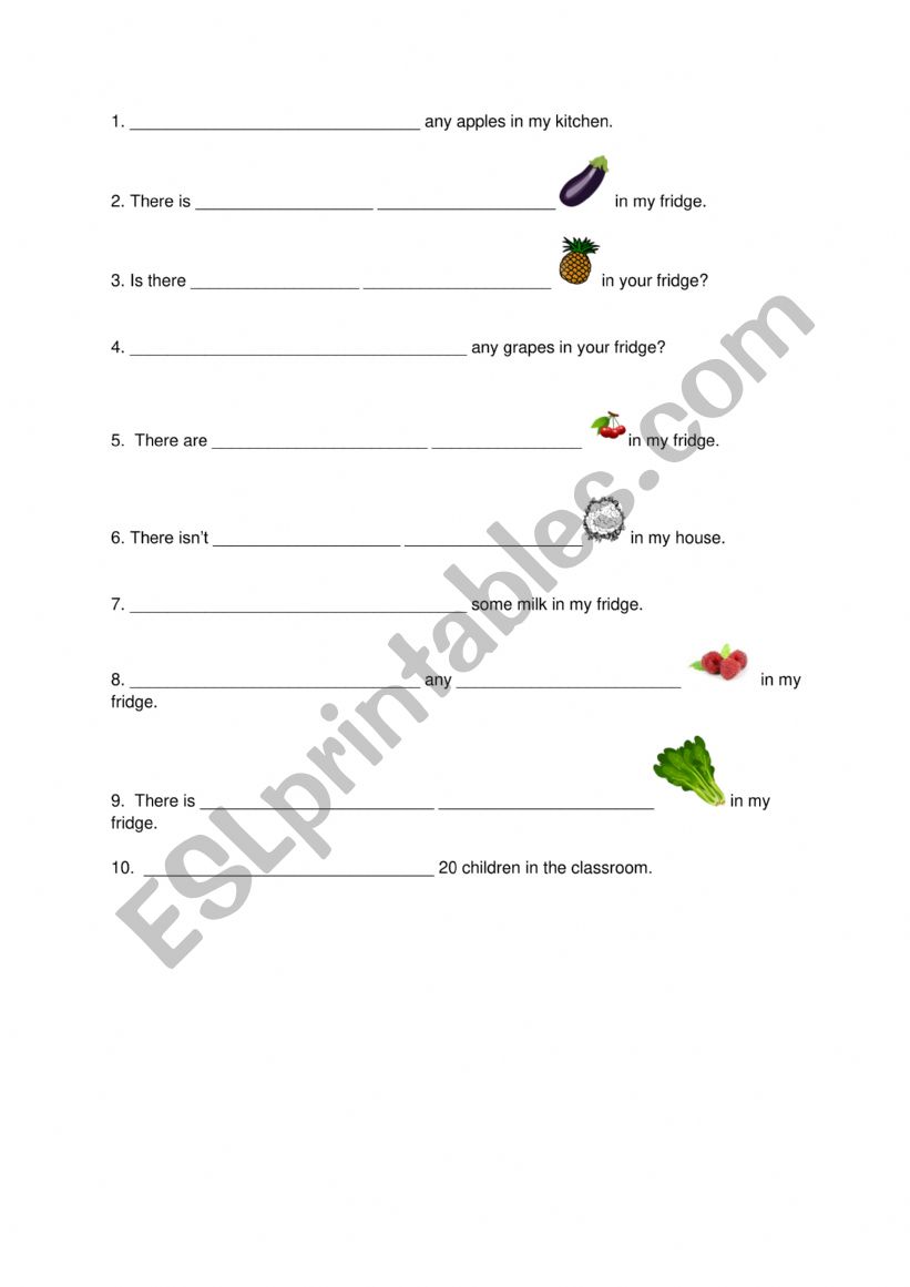 There is/ are fruit and vegetables
