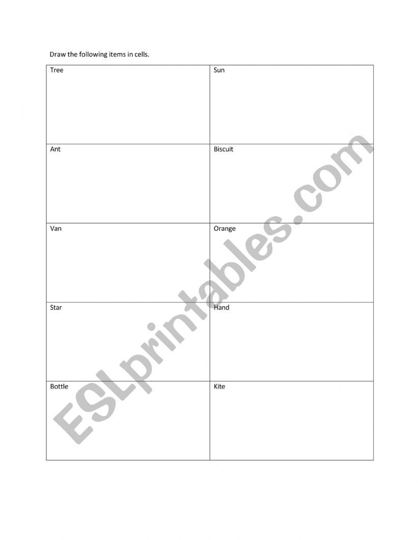 Draw the following items in cells