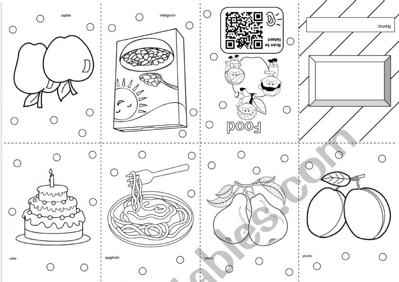 Food Mini Book worksheet