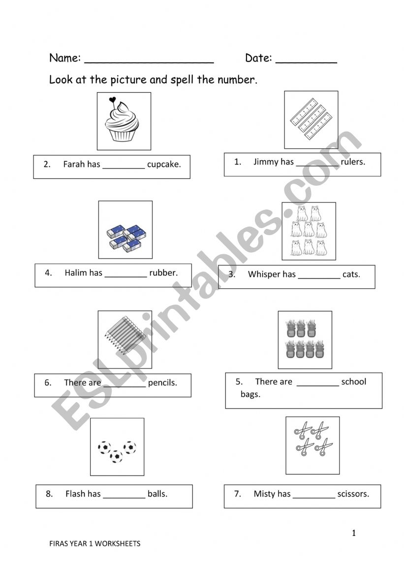 YEAR 1 WORKSHEETS worksheet