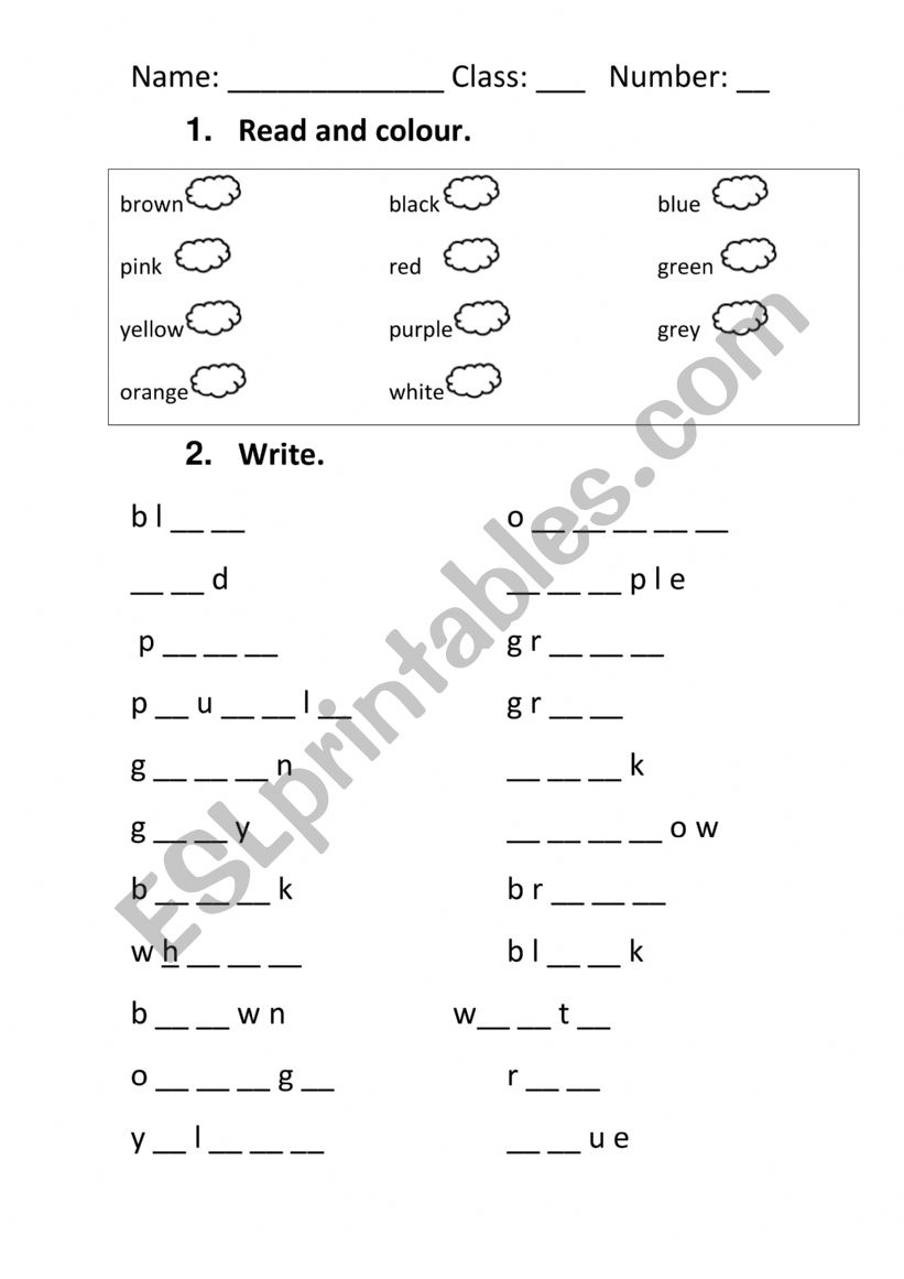 Colors worksheet