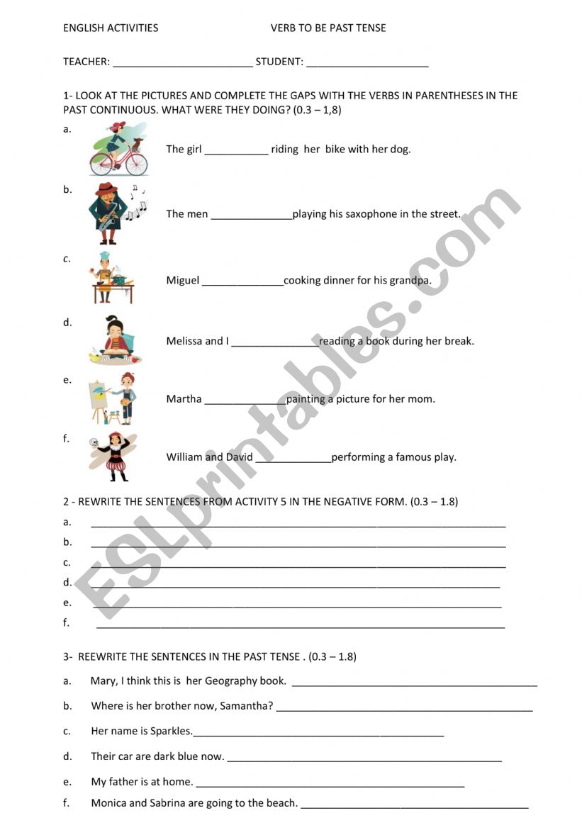PAST TO BE  worksheet