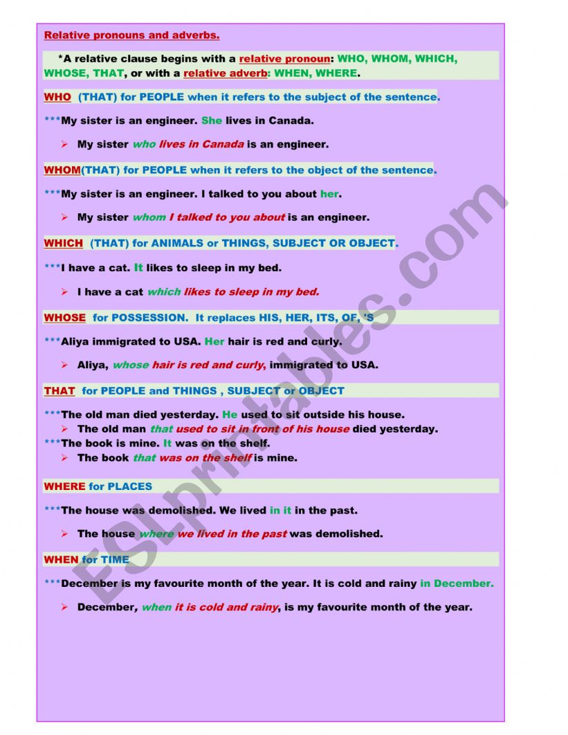 relative clause 2 worksheet