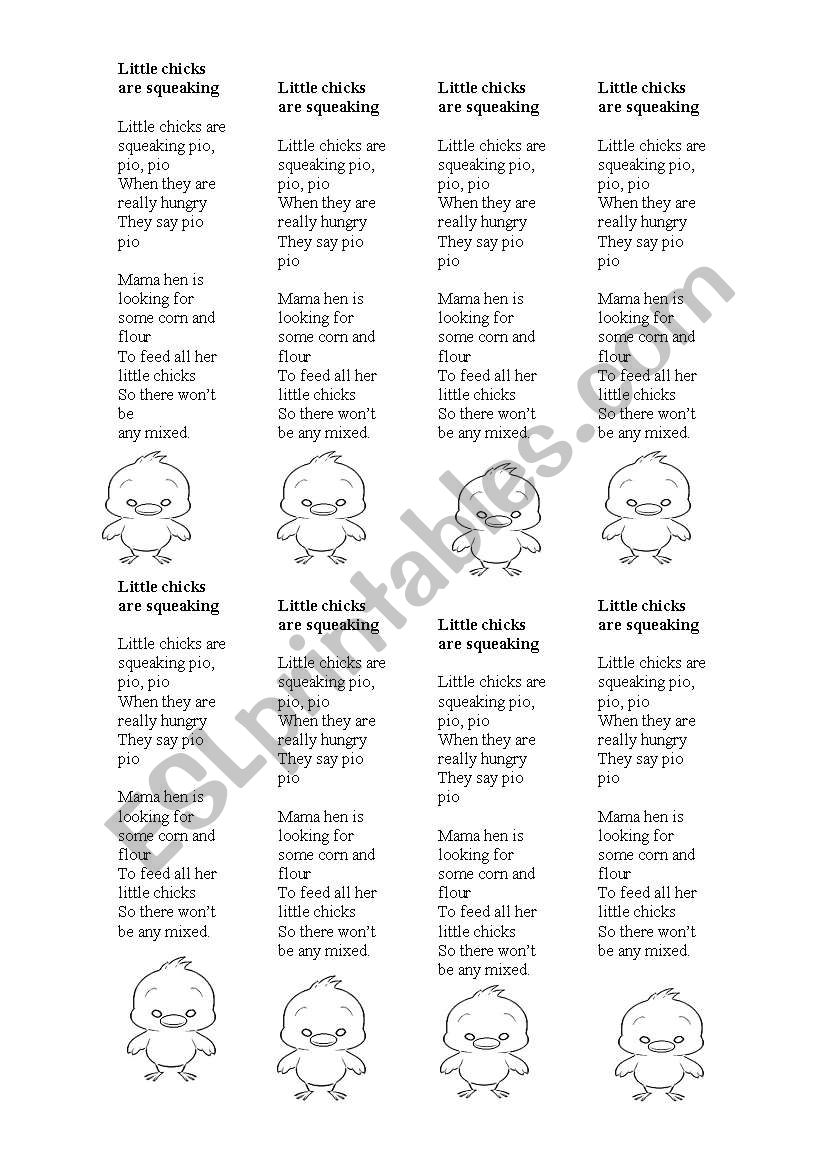 little chicks song for primary scool fisrs paragraph