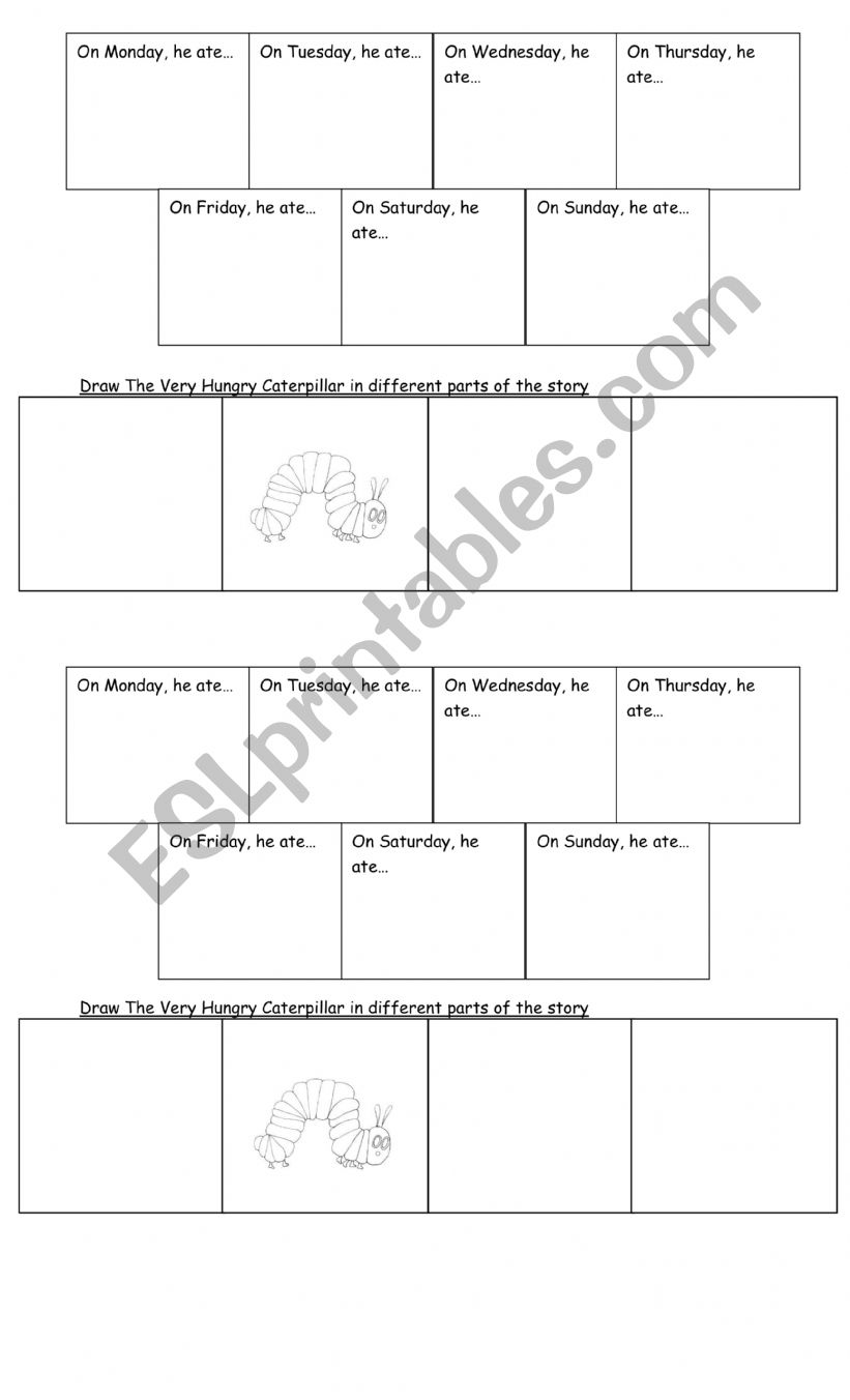worksheet for the very hungry caterpillar