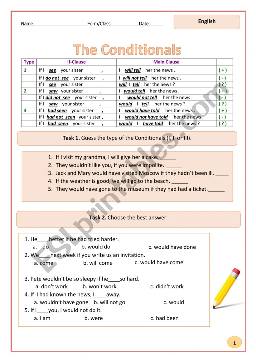 Conditionals worksheet