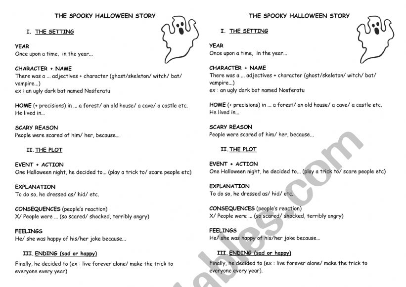 Create a spooky story worksheet