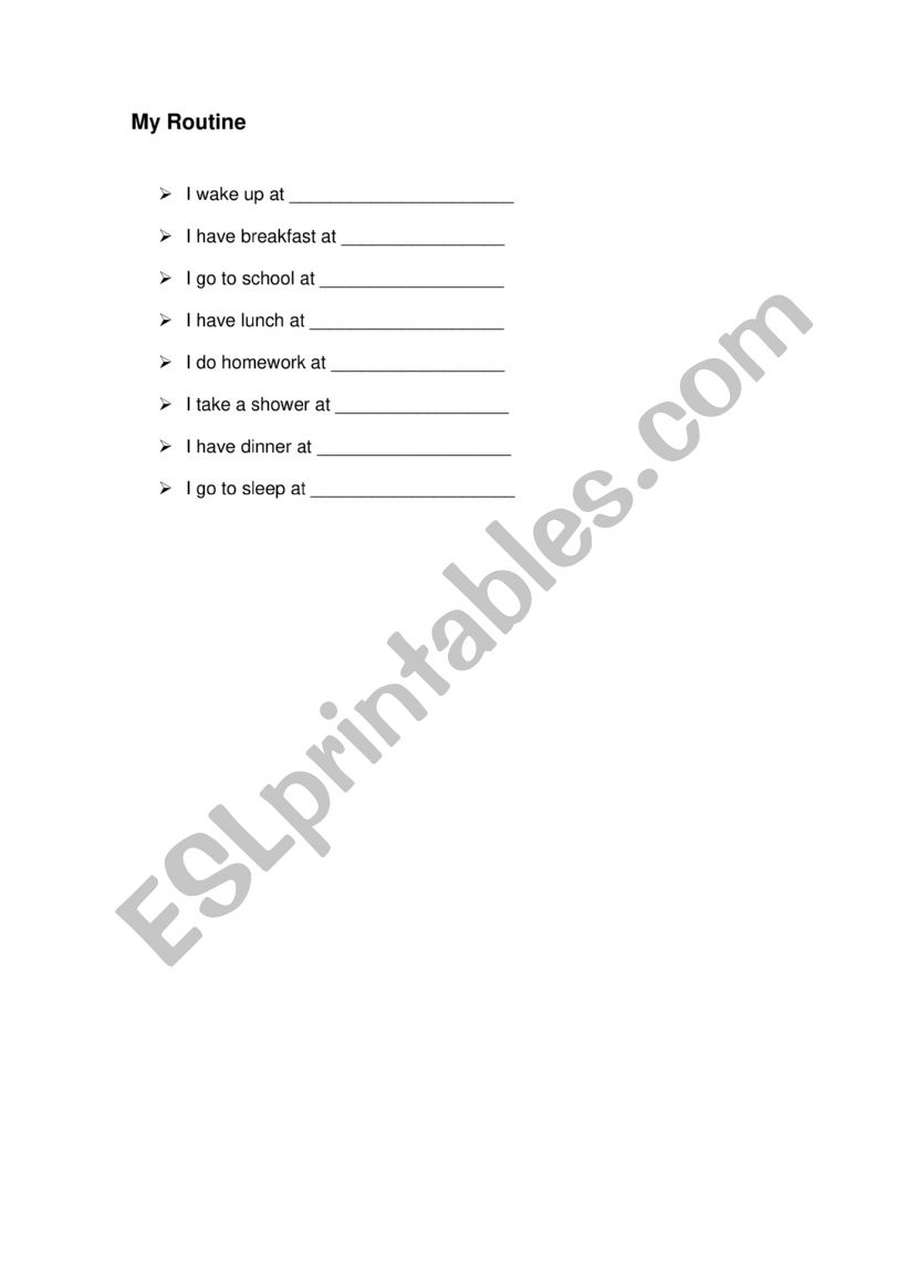 Complete your routine writing the time. 