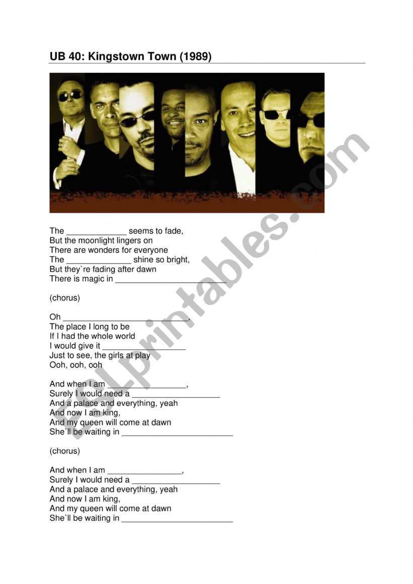 Kingston_Town UB40 worksheet