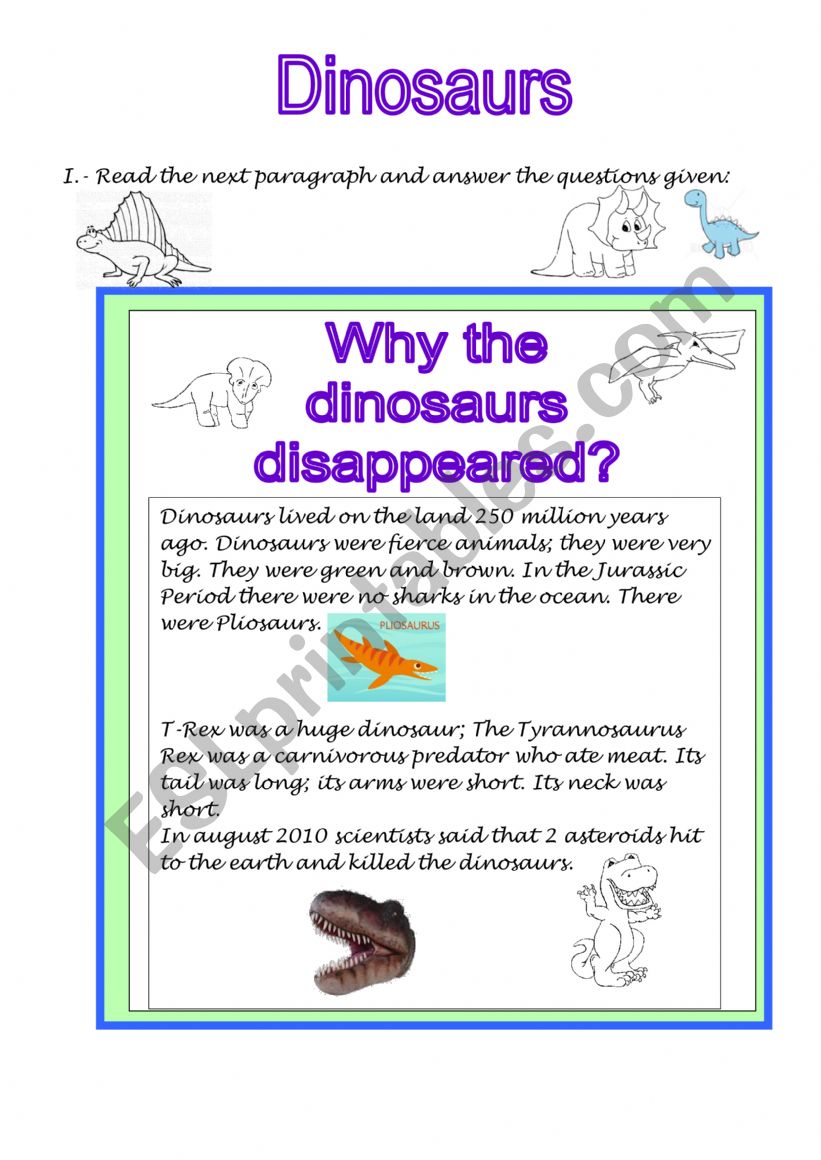 Dinosaurs worksheet