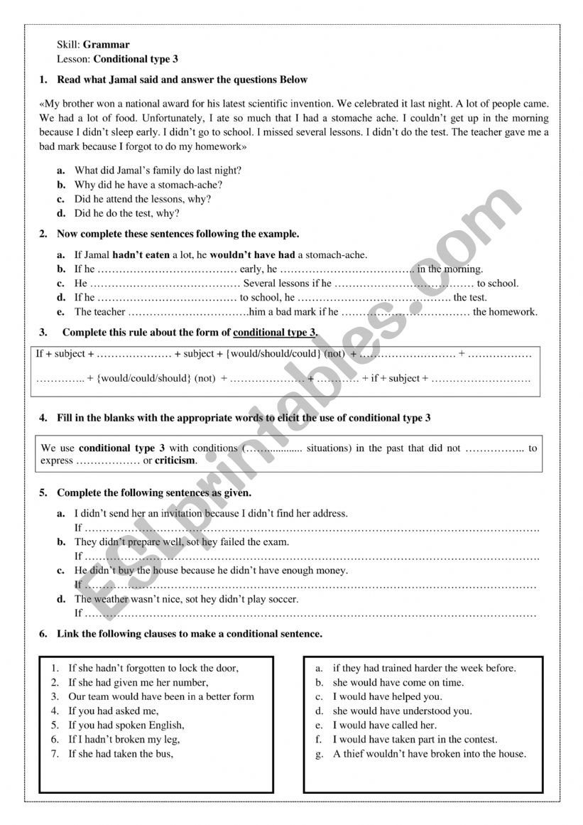 conditional type 3 worksheet