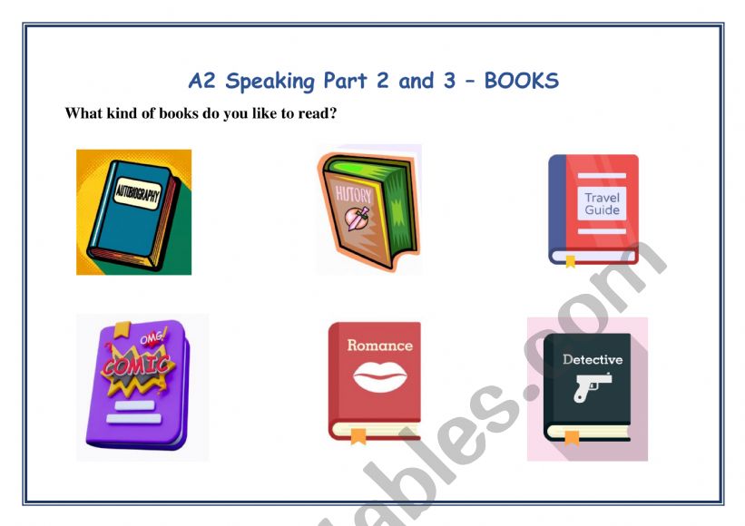 A2 KEY Cambridge Speaking Exam Part 2 and 3 - BOOKS