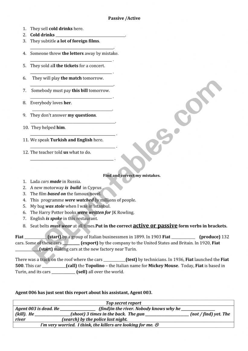 passive voice worksheet worksheet