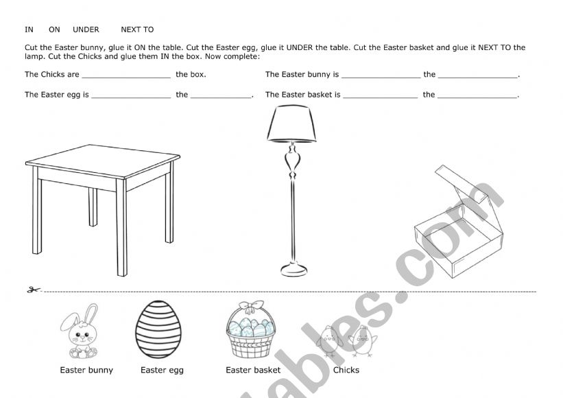 Easter fun with prepositions worksheet