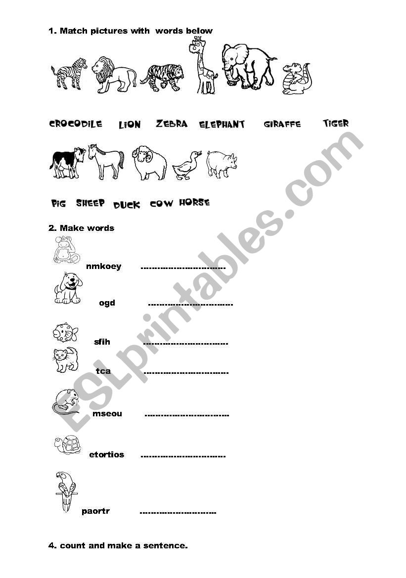 Animals worksheet