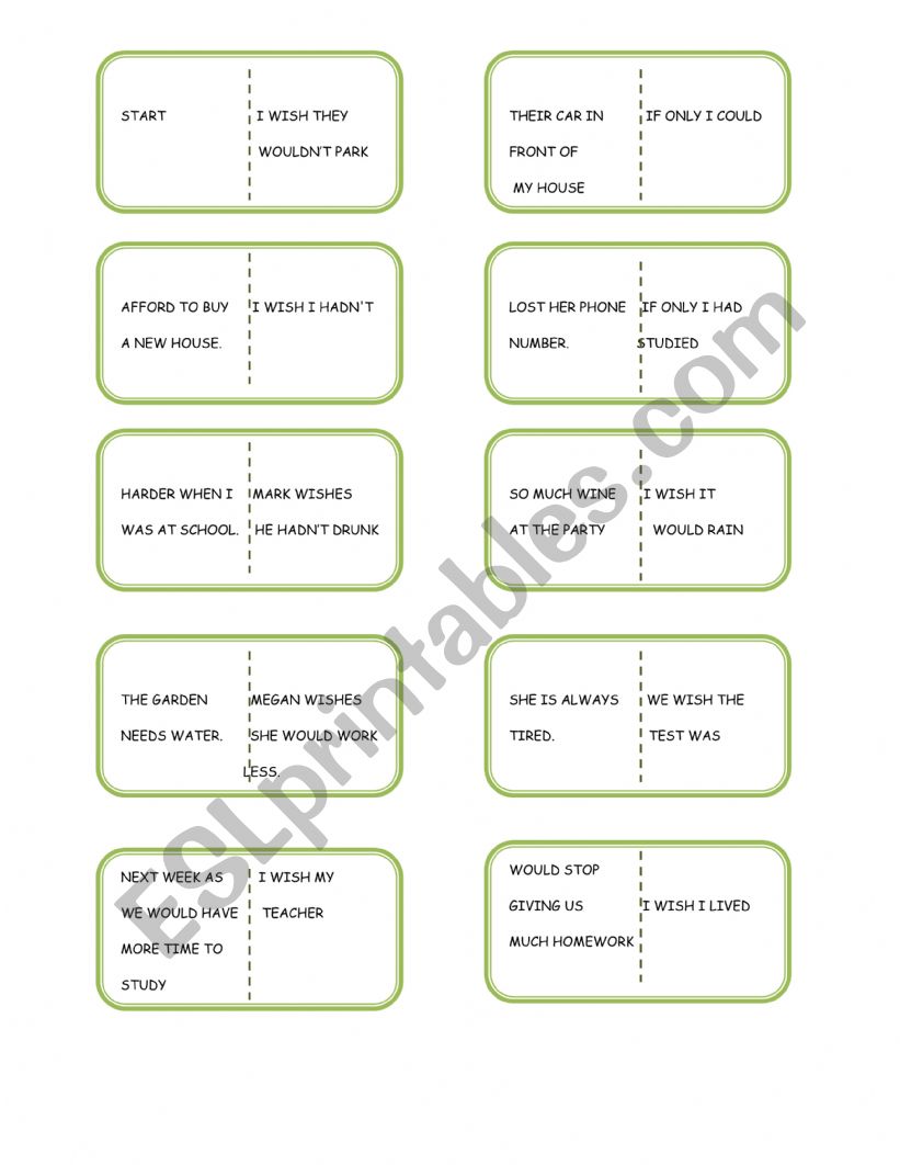 Wish - If Only DOMINO part 1 worksheet