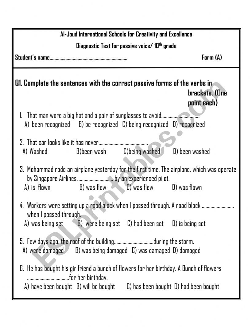 passive voice worksheet