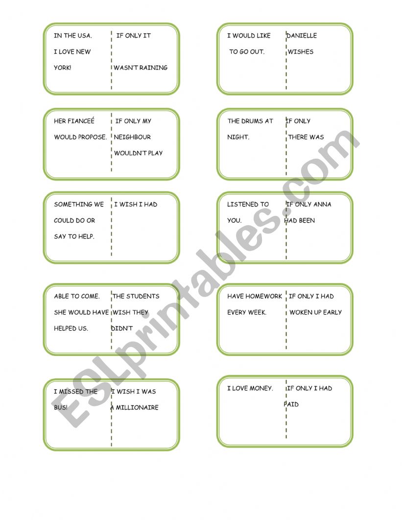 Wish - If Only DOMINO part 2 worksheet