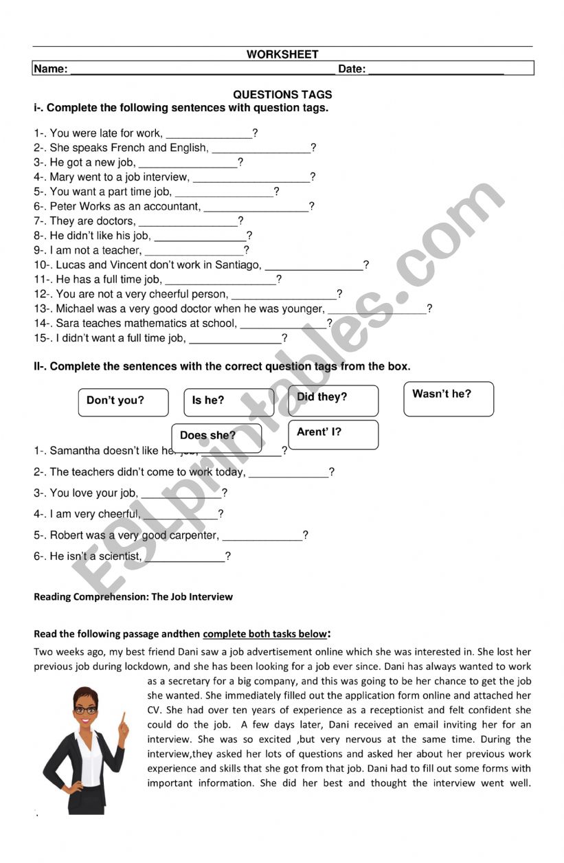 Question Tags  worksheet