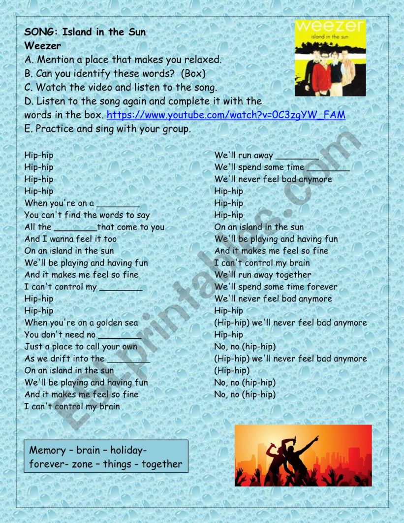 Song: Island in the Sun worksheet